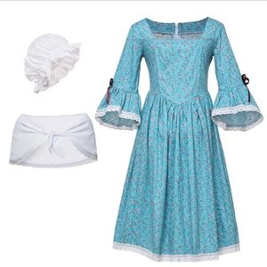 GRACEART Colonial Girls Dress Prairie Pioneer Costume 100% Cotton 3Pc